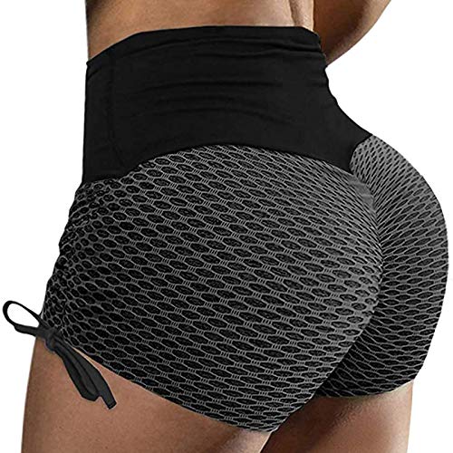 YEBIRAL Damen Sport Shorts Honeycomb Kurze Sporthose Sexy Booty Anti Cellulite Hotpants Tik Tok Sportsleggings High Waist Scrunch Butt Lifting Leggings Gym Fitness Hose Yoga Pants von YEBIRAL