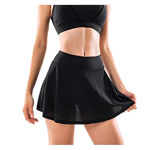 YEBIRAL Damen Sportrock Tennisrock 2 in 1 Sport Skort Rock mit Hosen Sommer Fitness Hosenrock Laufrock Minirock Golfrock Kurz Leggings für Yoga Laufen Workout von YEBIRAL