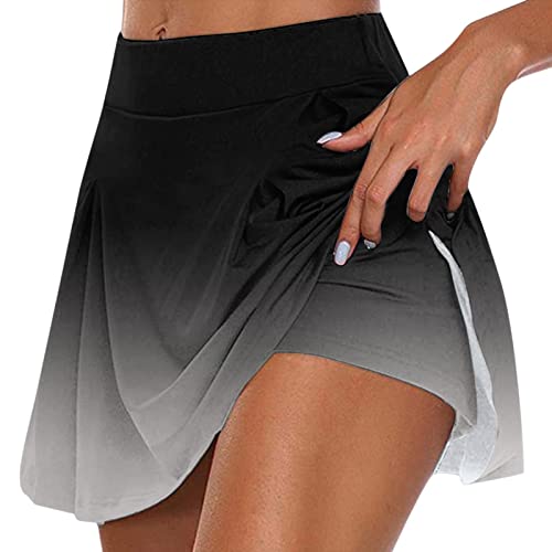 YEBIRAL Damen Sportskort 2 in1 Tennis Rock mit Hose Drunter Sportrock Tennisrock Kurz Leggings mit Rock Golf Hosenrock Laufenrock Sport Skirt für Fitness Workout Running von YEBIRAL