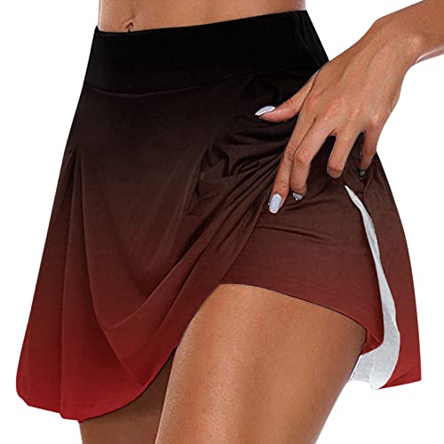 YEBIRAL Damen Sportskort 2 in1 Tennis Rock mit Hose Drunter Sportrock Tennisrock Kurz Leggings mit Rock Golf Hosenrock Laufenrock Sport Skirt für Fitness Workout Running von YEBIRAL