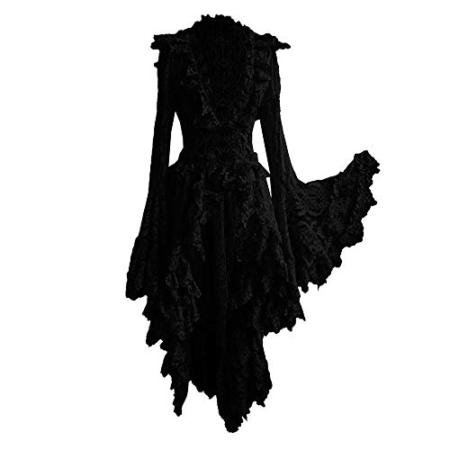 YEBIRAL Damen V-Ausschnitt Mittelalter Kleid mit Trompetenärmel Gothic Retro Kleid Renaissance Cosplay Kostüm Prinzessin Kleid Lange Abendkleid Party Kostüm Maxikleid Übergröße Weihnachts Karneval von YEBIRAL