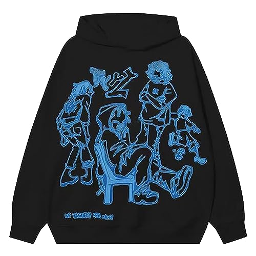 YEBIRAL Damen Y2K Hoodie Oversized Vintage Kapuzenpullover Goth Graphic Brief Druck Pullover Harajuku Hip Hop Casual Oberteil Sweatshirt mit Kapuze von YEBIRAL