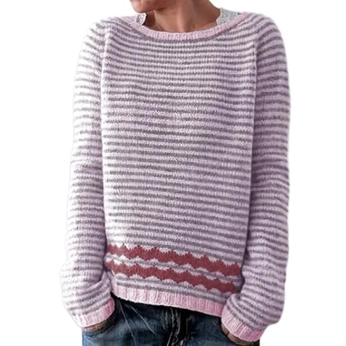 YEBIRAL Damenpullover Langarm Winter Norweger Pullover Damen Original Weihnachten Pullover Winter Kaschmir Pullis Langarm Oberteile Elegant Rundhals Casual Warm Winterpullover Strickpullover Jumpers von YEBIRAL