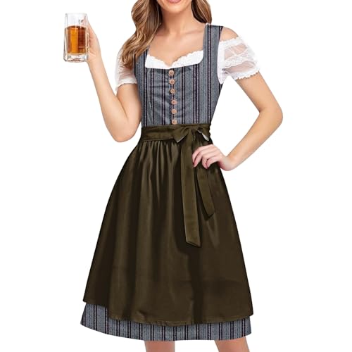 YEBIRAL Dirndl Damen Lang Dirndl Damen Retro Dirndelkleider Midi Trachtenkleid Trachtenmode Dirndlkomplettsets Oktoberfest Outfit Festlich Dirndlbluse Oktoberfest Outfit Hose und Bluse von YEBIRAL
