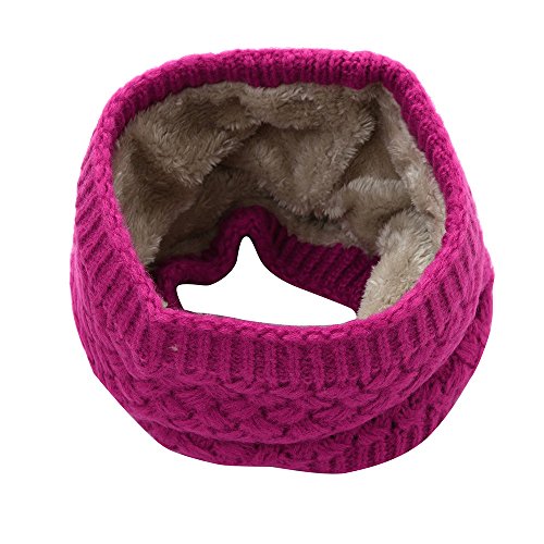 YEBIRAL Halswärmer Loop Schal Fleecefutter Strickschal Schlauchschal Halstuch Multifunktionstuch Outdoor Motorrad Fahrrad Stricken Warmer Winter Schal für Damen Herren (Einheitsgröße, A- Fuchsia) von YEBIRAL