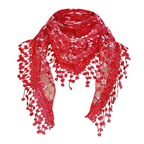 YEBIRAL Heißer Verkauf Damen Schal Lace Frauen Accessoires Tücher Halstuch Dreieck Schals 15 Farben(Rot) von YEBIRAL