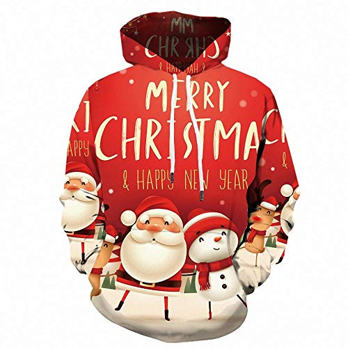 YEBIRAL Herren 3D Druck Kapuzenpullover Hoodie Grafik Weihnachten Pullover Top Jumper Langarm Sweatshirt Kapuzenjacke mit Taschen S-6XL von YEBIRAL