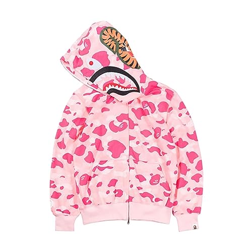 YEBIRAL Herren Bape Shark Hoodie Damen Kapuzenpullover 3D Camouflage Bape Hoodie Haikopf Shark Jacke Hip Hop Streetwear Pullover Unisex Locker Casual Sweatjacke mit Kapuze von YEBIRAL