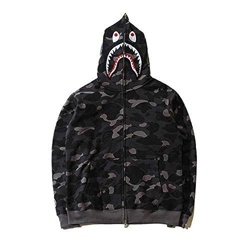 YEBIRAL Herren Bape Shark Hoodie Damen Kapuzenpullover 3D Camouflage Bape Hoodie Haikopf Shark Jacke Hip Hop Streetwear Pullover Unisex Locker Casual Sweatjacke mit Kapuze von YEBIRAL