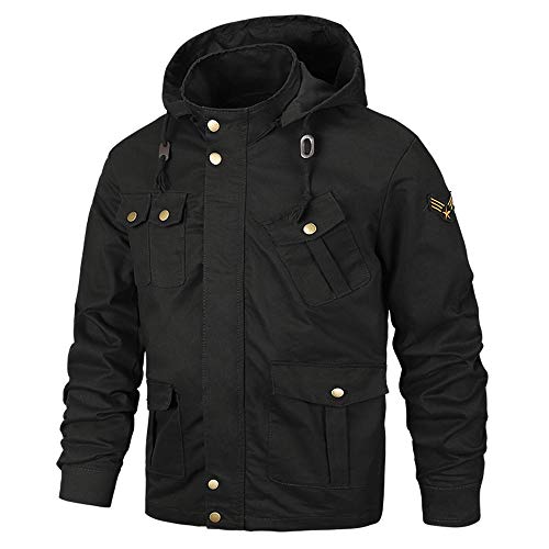 YEBIRAL Herren Fliegerjacke Übergangsjacke Bomberjacke Militär Cargo Jacke Feldjacke Baumwoll Hoodies mit Multi Taschen von YEBIRAL
