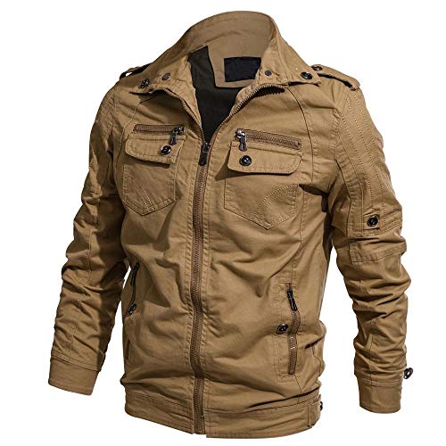 YEBIRAL Herren Jacke Fliegerjacke Übergangsjacke Multi Taschen Bomberjacke Militär Cargo Jacke für Winter Herbst Frühling Große Größen von YEBIRAL