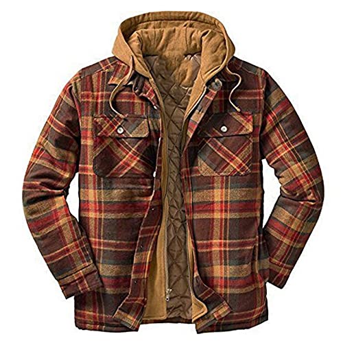 YEBIRAL Herren Karierte Jacke Karohemd Thermohemd Kapuzenjacke mit Reißverschluss Herbst Hemdjacke Gesteppte gefüttert Winterjacke Leichte Freizeitjacke Holzfällerhemd YEBIRAL Herren Karierte Jacke Karohemd Thermohemd Kapuzenjacke mit Reißverschluss Herbst Hemdjacke Gesteppte gefüttert Winterjacke Leichte Freizeitjacke Holzfällerhemd von YEBIRAL