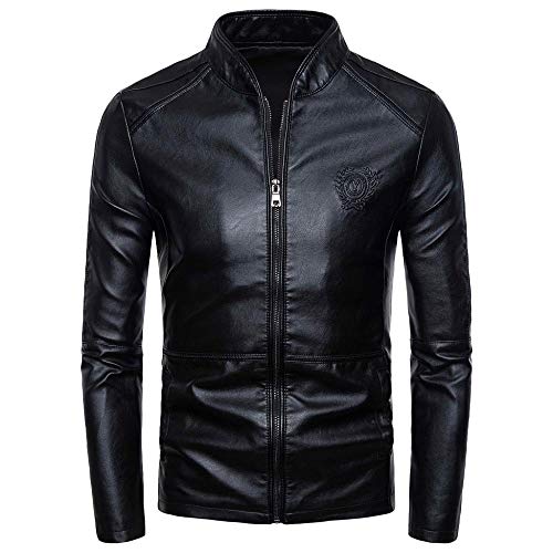 YEBIRAL Herren Kunstleder Jacke Übergangsjacke Bikerjacke Biker Lederjacke Cleane Leichte Basic Jacke Slim Fit von YEBIRAL