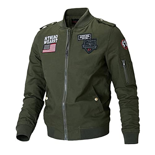 YEBIRAL Herren Military Jacke Herbst Winter Übergangsjacke Militär Jacke Fliegerjacke Stehkragen Winterjacke US Feldjacke Piloten Cargo Jacke Outdoor Baumwolle Bomberjacke von YEBIRAL