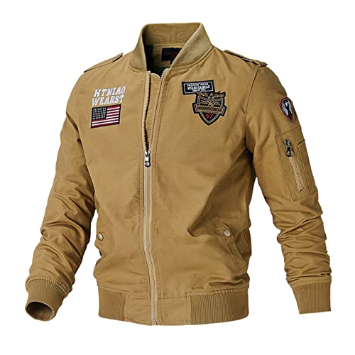 YEBIRAL Herren Military Jacke Herbst Winter Übergangsjacke Militär Jacke Fliegerjacke Stehkragen Winterjacke US Feldjacke Piloten Cargo Jacke Outdoor Baumwolle Bomberjacke von YEBIRAL