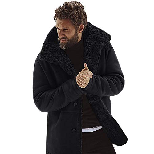 YEBIRAL Herren Plüschmantel Winterjacke Übergangsjacke Faux Für Lose Revers Teddyfell Felljacke Casual Mantel Steppjacke Winter Modern von YEBIRAL