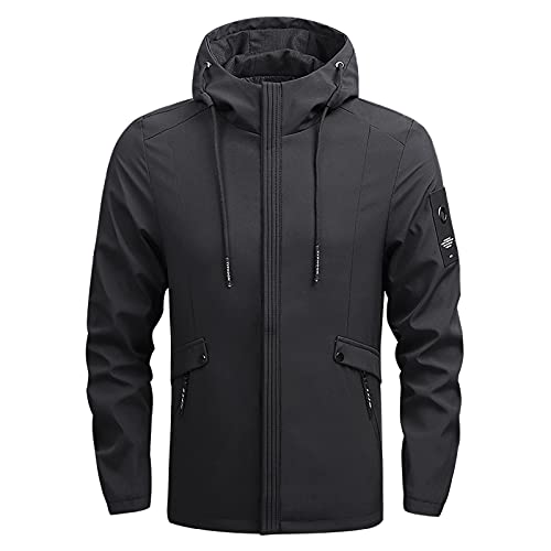YEBIRAL Herren Softshell Jacke Outdoor Leichte Übergangsjacke Freizeitjacke Funktionsjacke Winddicht Sportjacke Herbst Frühling Blouson mit Kapuze von YEBIRAL