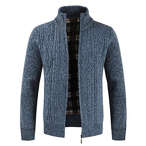 YEBIRAL Herren Strickjacke Mit Reißverschluss Und Stehkragen Cardigan Männer Winter Feinstrick Strickmantel Trachtenjacke von YEBIRAL