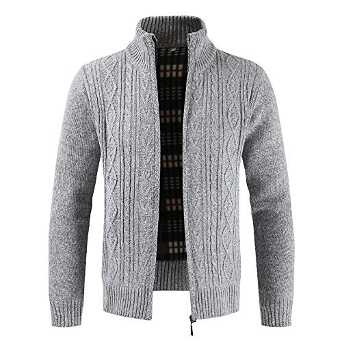 YEBIRAL Herren Strickjacke Mit Reißverschluss Und Stehkragen Cardigan Männer Winter Feinstrick Strickmantel Trachtenjacke von YEBIRAL