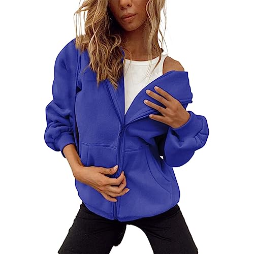 YEBIRAL Hoodie Damen Sweatjacke Oversize Zip Up Hoodie Y2k Kapuzenjacke Casual Pullover Oberteile Kapuzenpullover Herbst Winter Sweatshirt Jacke mit Kapuze von YEBIRAL