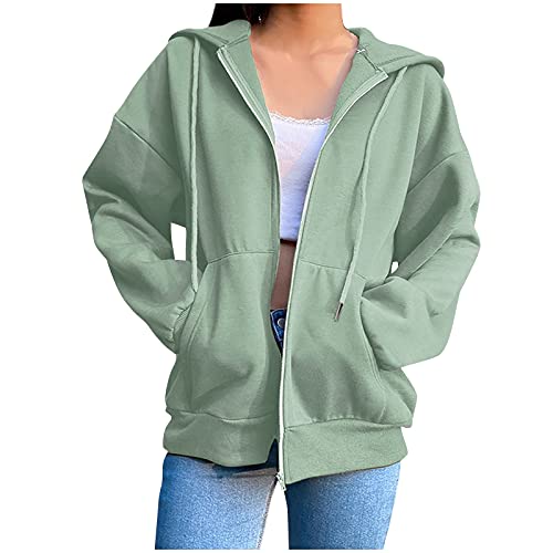 YEBIRAL Hoodie Damen Sweatjacke Oversize Zip Up Hoodie Y2k Kapuzenjacke Casual Pullover Oberteile Kapuzenpullover Herbst Winter Sweatshirt Jacke mit Kapuze von YEBIRAL