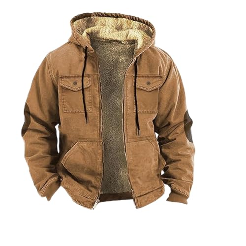 YEBIRAL Jackett Herren, Winterjacke Herren Lang, Kapuzenjacke Fleece Gefüttert Sweatjacke Mit Kapuze Winterjacke Winter Warm Fleecejacke Männer Langarm Kapuzenpullover Sweatshirt Hoodie von YEBIRAL