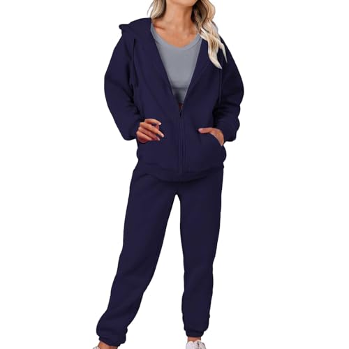 YEBIRAL Jogginganzug Damen Trainingsanzug Set Sportanzug 2 Teilig Hosenanzug Sportlich Reißverschluss Hoodie und Hose Langarm Hausanzug Loungewear Sets Kuschelig Tracksuit Sportoutfit Sweatshirt von YEBIRAL
