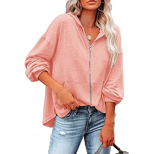 YEBIRAL Kapuzenpullover Damen Hoodie Langarm V-Ausschnitt Sweatshirt Pullover Herbst Winter Oberteile Casual Bluse Tops Frauen Pulli Sweatjacke mit Kapuze Kordelzug von YEBIRAL