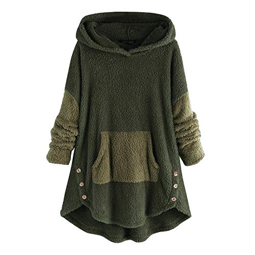 YEBIRAL Kapuzenpullover Damen Teddy-Fleece Hoodie Herbst Winter Warm Flauschig Oberteil Langarmshirt Mode Bequem Oversize Sweatshirt Tops mit Kapuze von YEBIRAL