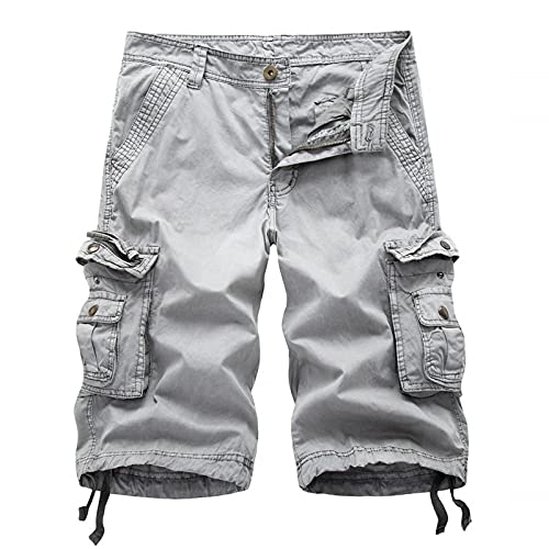 YEBIRAL Kurze Hosen Herren Cargo Baumwolle Outdoor Sommer Bermuda Shorts Stretch Cargohose Vintage Lässige Männer Shorts Sommerhose Freizeithose Laufshorts mit Multi Taschen von YEBIRAL