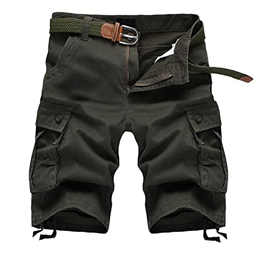 YEBIRAL Kurze Hosen Herren Cargo Baumwolle Outdoor Sommer Bermuda Shorts Stretch Cargohose Vintage Lässige Männer Shorts Sommerhose Freizeithose Laufshorts mit Multi Taschen von YEBIRAL