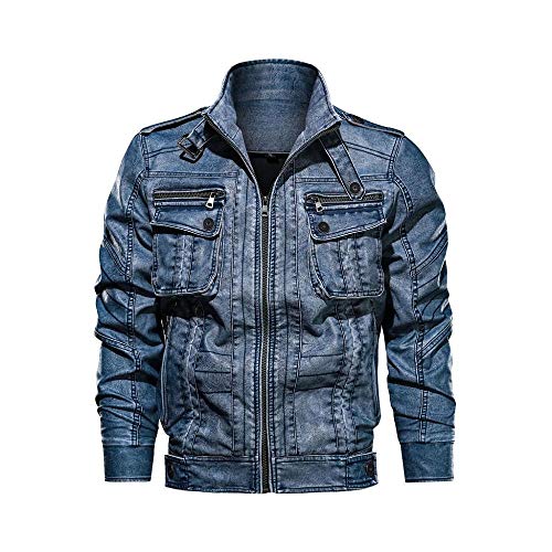 YEBIRAL Lederjacke Herren Jacke Herbst Winter Bomber Motorrad PU Leder Bikerjacke Biker Übergangsjacke von YEBIRAL