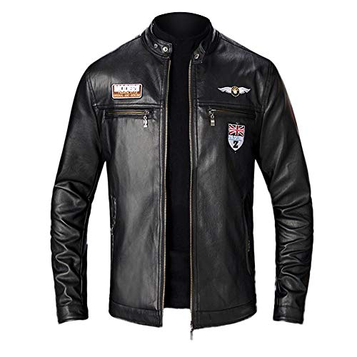 YEBIRAL Lederjacke Herren Jacke Schwarz Kunst- Lederjacke Bikerjacke Biker Motorradjacke Übergangsjacke Slim Fit von YEBIRAL