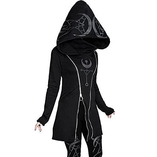 YEBIRAL Longpullover Damen Sweatjacke Hoodie Vintage Kapuzenjacke Lang Sweatshirt Jacke Langarm Rollkragenpullover Gothic Winterjacke Kapuzenpullover mit Reißverschluss YEBIRAL Longpullover Damen Sweatjacke Hoodie Vintage Kapuzenjacke Lang Sweatshirt Jacke Langarm Rollkragenpullover Gothic Winterjacke Kapuzenpullover mit Reißverschluss von YEBIRAL