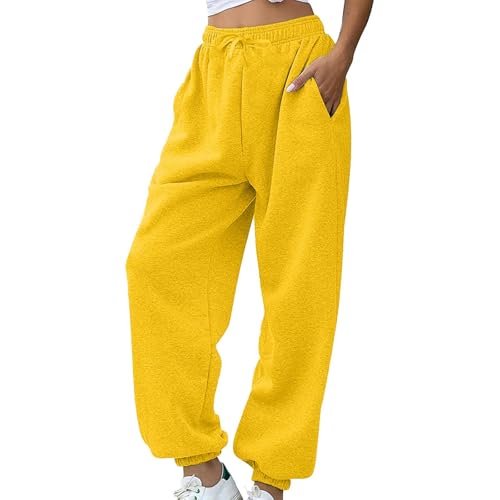 YEBIRAL Meine bestellungen anzeigen 2025 Jogginghose für Damen Sporthose Damen Lang High Waist Sporthose Weites Bein Sweatpants Mit Elastischem Bund Yogahose Trainingshose Fitness Sweathose von YEBIRAL