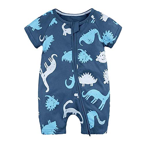 YEBIRAL Neugeborenes Baby Jungen Mädchen Strampler Schlafanzug mit Reißverschluss Bodys Einteiler Kurz Overall Sommer Einteilig 0-24 Monate von YEBIRAL