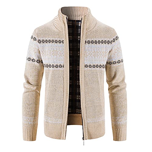 YEBIRAL Norweger Pullover Herren Stehkragen Strickjacke Grobstrick Sweatjacke Cardigan mit Reißverschluss Pullover Winterjacke Männer Freizeitjacke Warme Übergangsjacke von YEBIRAL