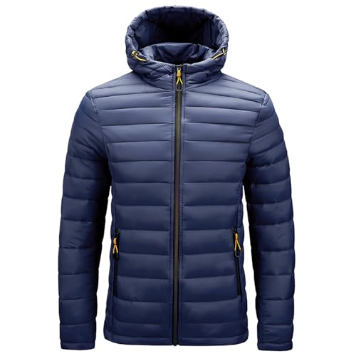 YEBIRAL Puffer Jacke Herren Steppjacke Herren Warmer Winterjacke Winter Kapuzenjacke ReißVerschluss Einfarbiger üBergangsjacke Kapuze Baumwolle pufferjacke Jacke übergangsjacke von YEBIRAL