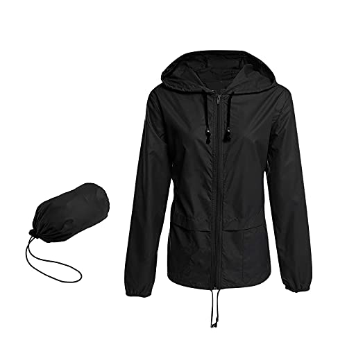 YEBIRAL Regenjacke Damen Wasserdicht Atmungsaktiv Leicht Outdoorjacke Regenmantel Windbreaker Jacke Dünne Packbar Übergangsjacke mit Kapuze ​Windjacke Wandern Fahrrad Regenjacken von YEBIRAL