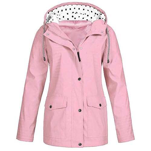 YEBIRAL Regenjacke Damen Wasserdicht Atmungsaktiv Leichte Jacke Faltbar Übergangsjacke Outdoorjacke Regenmantel Packbare Regenjacken Windjacke mit Kapuze Windbreaker zum Wandern Reisen Fahrrad von YEBIRAL