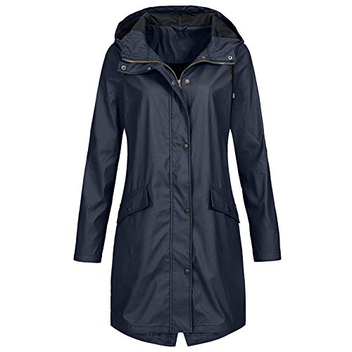 YEBIRAL Regenjacke Damen Wasserdicht Regenmantel Mit Kapuze Regenparka Leicht Atmungsaktive Große Größen Übergangsjacke Regenponcho Lange Windbreaker Jacke zum Wandern Reisen Treking Fahrrad von YEBIRAL