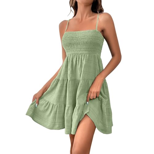 YEBIRAL Sommerkleid Damen Kuerz Sexy Spaghettiträger Freizeitkleid Sommer Leichte Strandkleid Lässig Ärmellos Minikleid Hohe Taille Mini Dress A-Linie Kleid Einfarbig Swing Kleider YEBIRAL Sommerkleid Damen Kuerz Sexy Spaghettiträger Freizeitkleid Sommer Leichte Strandkleid Lässig Ärmellos Minikleid Hohe Taille Mini Dress A-Linie Kleid Einfarbig Swing Kleider von YEBIRAL