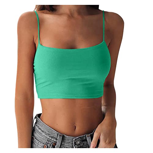 YEBIRAL Spaghetti Tops Damen Crop Top Unterhemd Ärmellose Sexy Spaghettiträger Tanktops Cropped Camisole Casual Weste Sommer Basic Top Bauchfrei Oberteil von YEBIRAL