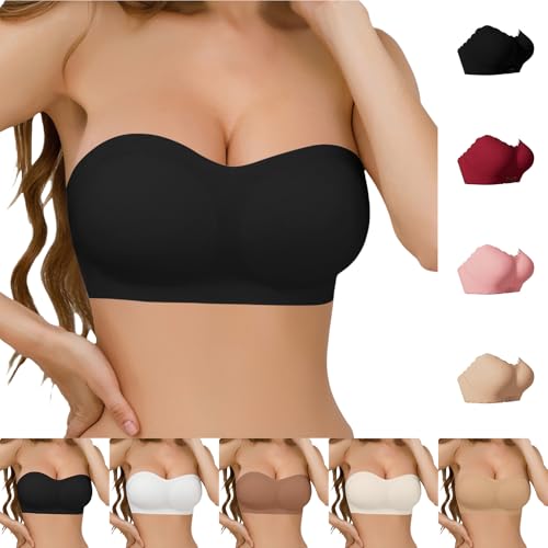 YEBIRAL Sport BH Push up Trägerloser BH Push up Ohne Bügel Bralette Große Größen Verschluss Vorne Bequem Bandeau Top Rutschfester Seamless Strapless Bra Soft ohne bügel gepolstert Damen up von YEBIRAL