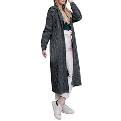 YEBIRAL Strickjacke Damen Grobstrick mit Kapuze Strickmantel Pullover Cardigan Langarm Oversize Damen Herbst Winter Open Front Cardigan Lang Mantel S-3XL von YEBIRAL