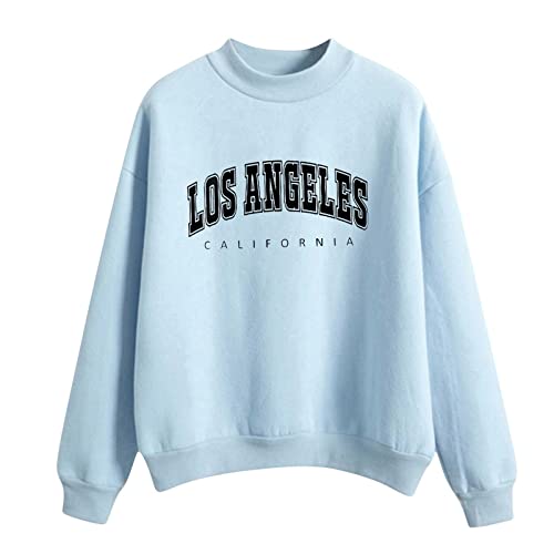 YEBIRAL Sweatshirt Damen, Pullover Teenager Mädchen Langarmshirt Los Angeles Brief Drucken Langarm Pulli Herbst Winter Frauen Warm Casual Oberteile Tops von YEBIRAL