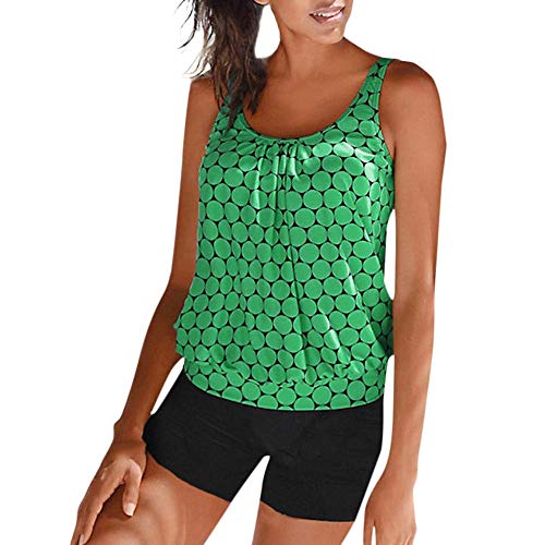 YEBIRAL Tankini Damen Bauchweg, Zweiteilige Figuroptimizer Badeanzug Große Größen Tankini Set mit Slip(XL,Grün) von YEBIRAL