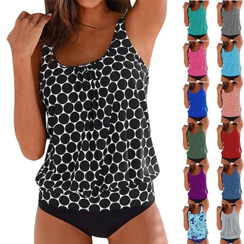 YEBIRAL Tankini Damen Bauchweg Badeanzug Große Größen Bademode Set Push Up Tankini Oberteil mit Badeshorts Zweiteiliger Badeanzüge Sommer Strandmode Swimsuit Strand Schwimmanzug Tankini für Mollige von YEBIRAL