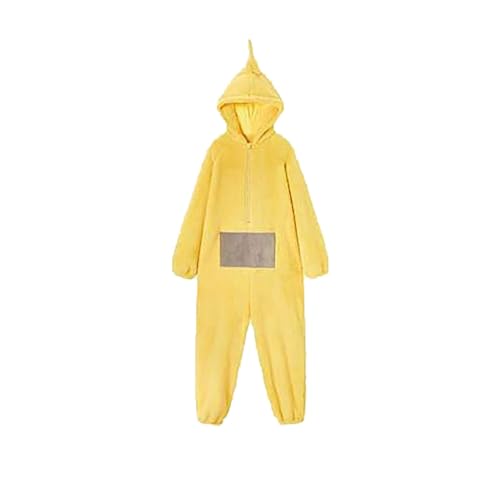 YEBIRAL Teletubbies Kostüm Erwachsene Pyjama Damen Herren Onesie Fasching One Piece Kostüm Cosplay Homewear Kuschel Schlafanzug Jumpsuit mit Kapuze Party Nachtwäsche Langarm Tierkostüm Overall von YEBIRAL