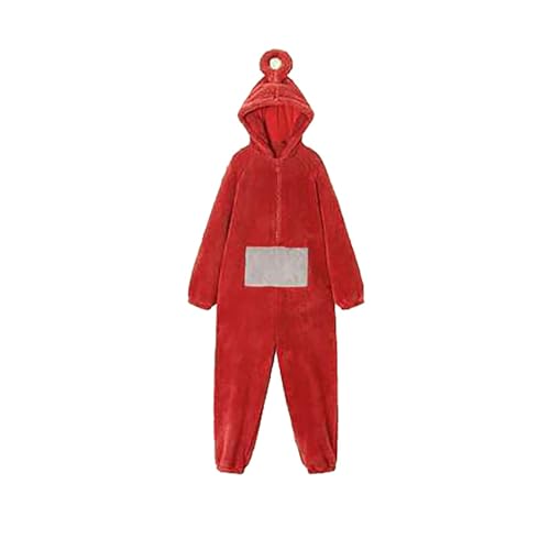 YEBIRAL Teletubbies Kostüm Erwachsene Pyjama Damen Herren Onesie Fasching One Piece Kostüm Cosplay Homewear Kuschel Schlafanzug Jumpsuit mit Kapuze Party Nachtwäsche Langarm Tierkostüm Overall von YEBIRAL